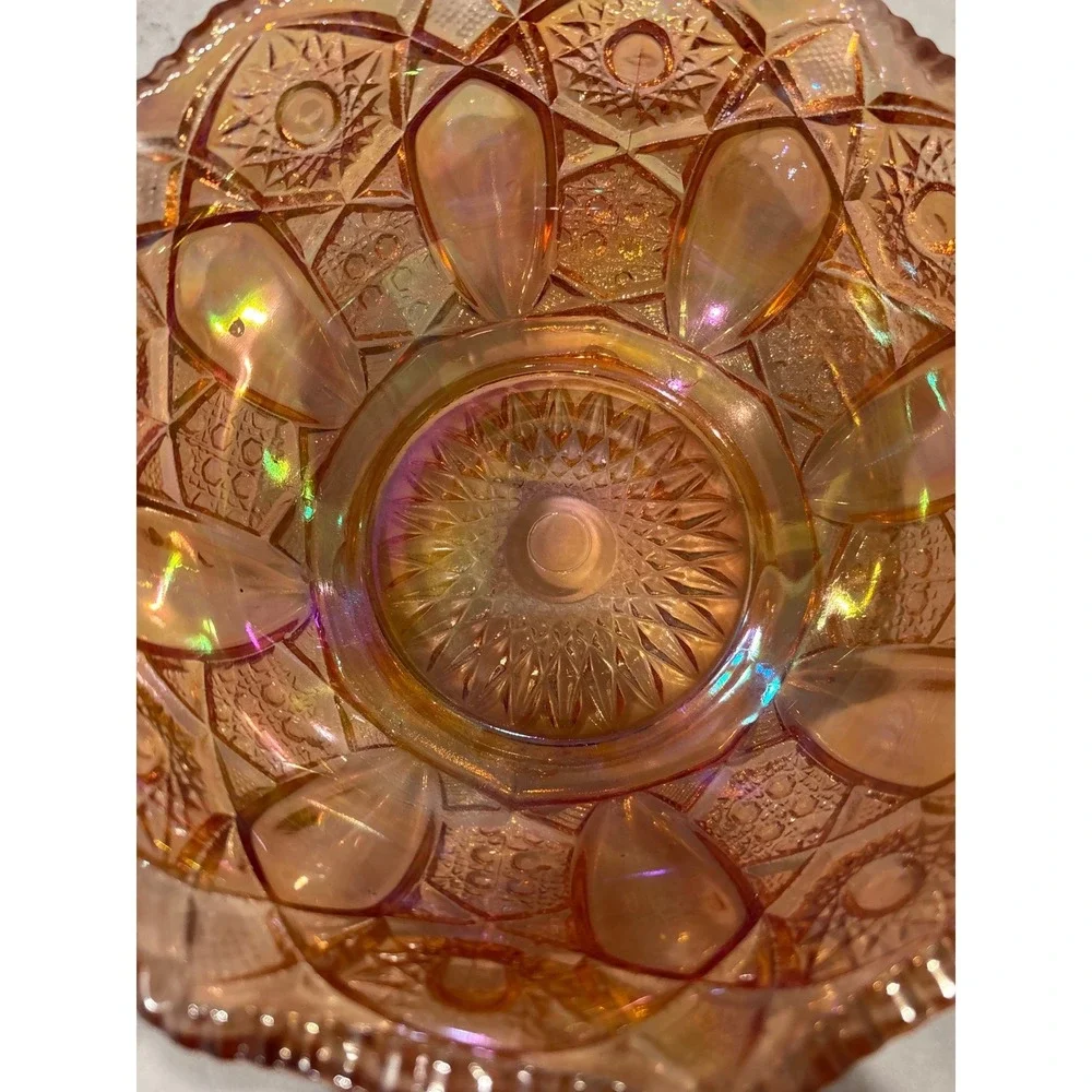 Fenton rare color! Glass Vintage Pink/orange Bowl Iridescent EUC!  7.5 inches